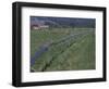 Irrigation Equipment in Hay Field with Bales and Red Barn, Bitteroot Valley, Montana, USA-Jamie & Judy Wild-Framed Photographic Print