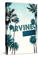 Irvine, California - Street Sign and Palms-Lantern Press-Stretched Canvas