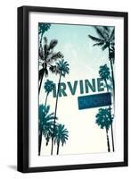Irvine, California - Street Sign and Palms-Lantern Press-Framed Art Print