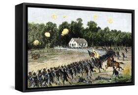 Irwin's Brigade Charging the Confederate Position at the Dunker Church, Battle of Antietam, c.1862-null-Framed Stretched Canvas