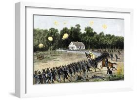 Irwin's Brigade Charging the Confederate Position at the Dunker Church, Battle of Antietam, c.1862-null-Framed Giclee Print