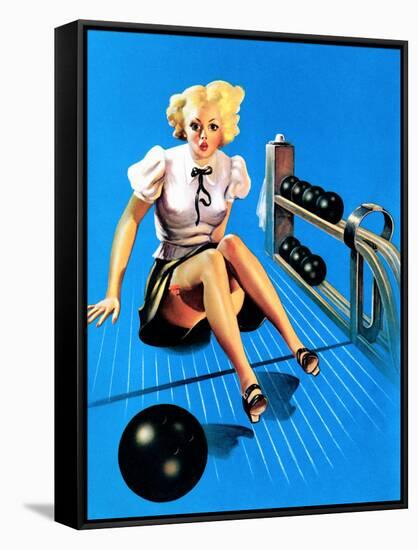 Is My Face Red! Bowling Pin-Up 1937-Gil Elvgren-Framed Stretched Canvas