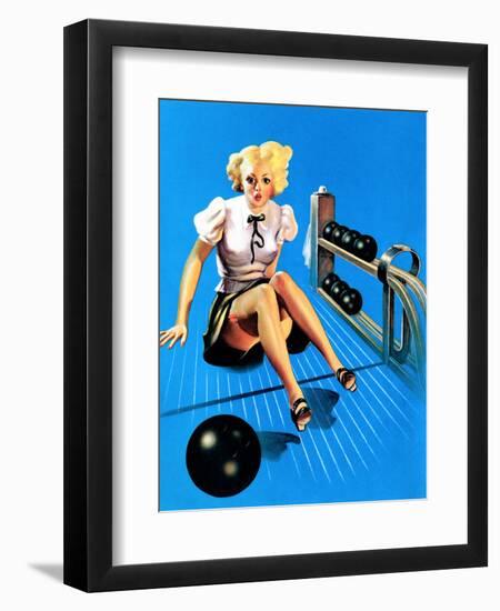 Is My Face Red! Bowling Pin-Up 1937-Gil Elvgren-Framed Art Print