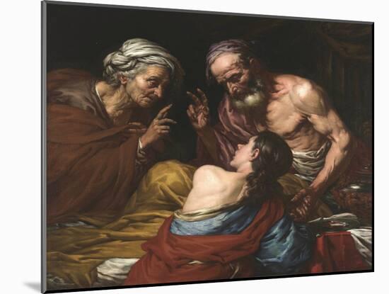Isaac Benit Jacob - Isaac Blessing Jacob, by Langetti, Giovan Battista (1635-1676). Oil on Canvas,-Giambattista Langetti-Mounted Giclee Print