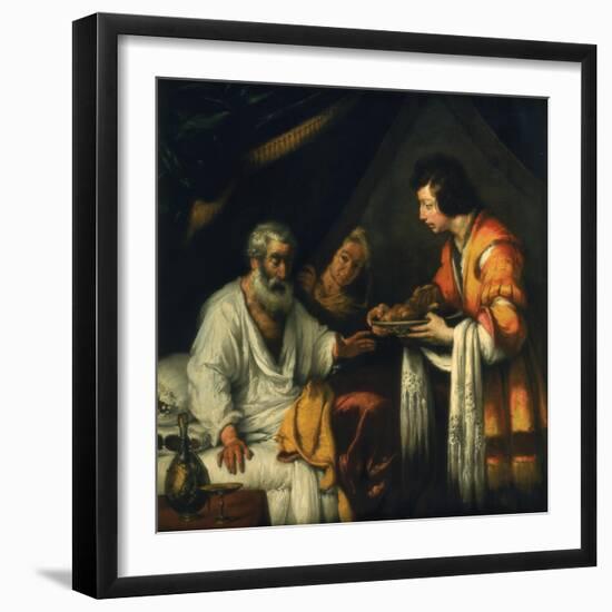 Isaac Blesses Jacob, Early 17th Century-Bernardo Strozzi-Framed Giclee Print