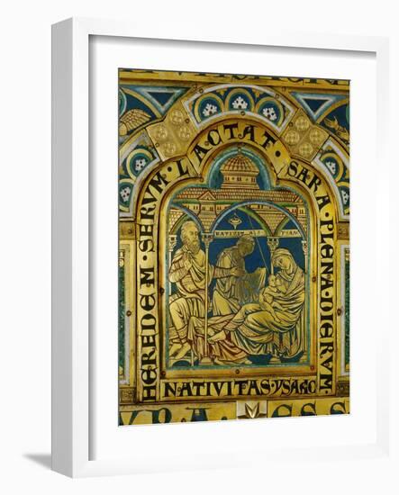 Isaac is Born to Abraham and Sarah, Verdun Altar, Begun 1181, Enamel-Nicholas of Verdun-Framed Giclee Print