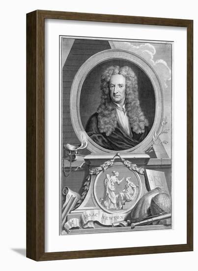 Isaac Newton (1642-172), English Mathematician, Astronomer and Physicist, 1738-Jacobus Houbraken-Framed Giclee Print