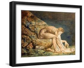 Isaac Newton, 1795 Coloured engraving with watercolour and ink added, 46 x 60 cm. Cat. N 5058.-William Blake-Framed Giclee Print