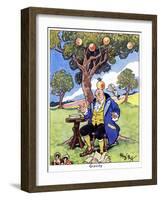 Isaac Newton Discovers Gravity, 1936-René Bull-Framed Giclee Print