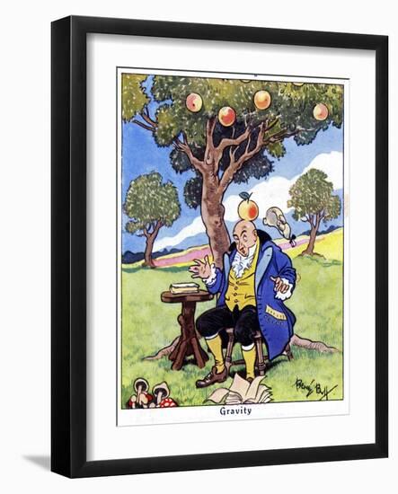 Isaac Newton Discovers Gravity, 1936-René Bull-Framed Giclee Print