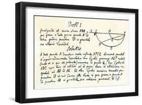 Isaac Newton's Handwritten Solution of the Brachystochrone, or Curve of Quickest Descent-null-Framed Giclee Print