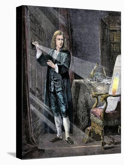 Isaac Newton Using a Prism to Analyze the Colors in a Ray of Light-null-Stretched Canvas