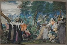 A party in the Open Air. Allegory on Conjugal Love, c. 1590-1595-Isaac Oliver-Giclee Print
