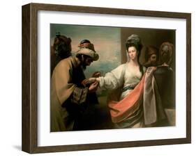 Isaac's Servant Trying the Bracelet on Rebecca's Arm-Benjamin West-Framed Giclee Print