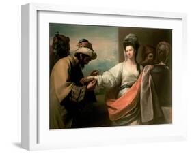Isaac's Servant Trying the Bracelet on Rebecca's Arm-Benjamin West-Framed Giclee Print