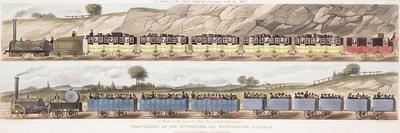 Liverpool-Manchester Railway, Two Passenger Trains with Closed Carriages-Isaac Shaw-Stretched Canvas