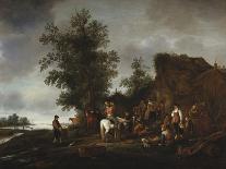 Travellers Refreshing Themselves at a Riverside Tavern, 1664-Isaac Van Ostade-Stretched Canvas