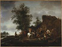 Travellers Refreshing Themselves at a Riverside Tavern, 1664-Isaac Van Ostade-Stretched Canvas