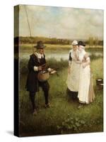 Isaac Walton and the Milkmaids-George Henry Boughton-Stretched Canvas