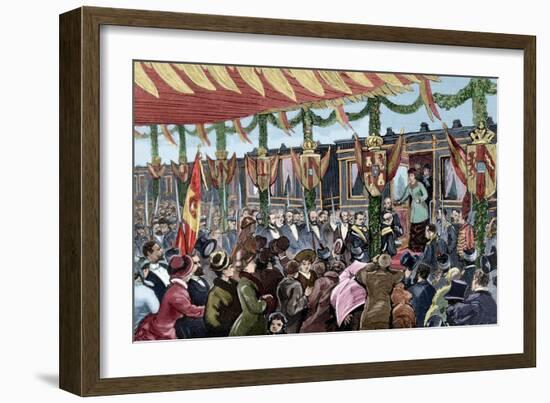 Isabella II of Spain (1830-1904) Arriving to Irun, 1879-null-Framed Giclee Print