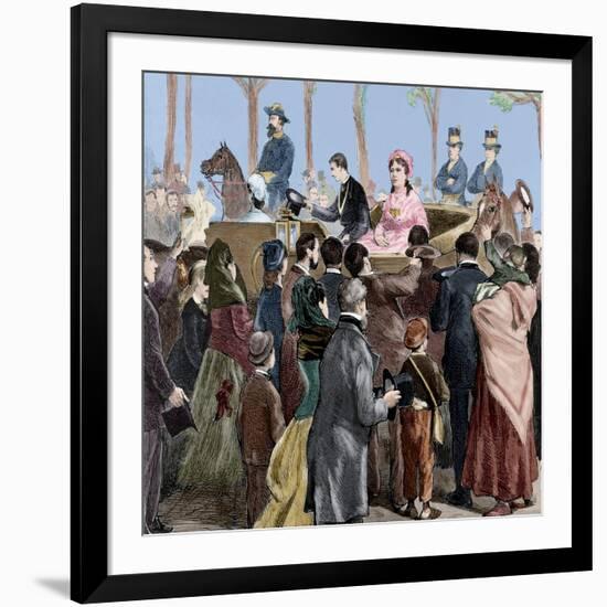 Isabella II of Spain (1830-1904) Arriving to Madrid, 1876-Tomás Capuz Alonso-Framed Giclee Print