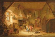 Interior of a Barn with an Old Woman at a Distaff-Isack van Ostade-Giclee Print