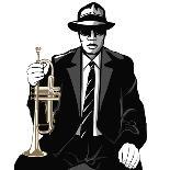 Vector Illustration of Saxophone Player in a Street at Night-isaxar-Art Print