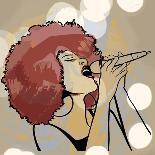 Vector Illustration of an Afro American Jazz Singer on Grunge Background-isaxar-Art Print