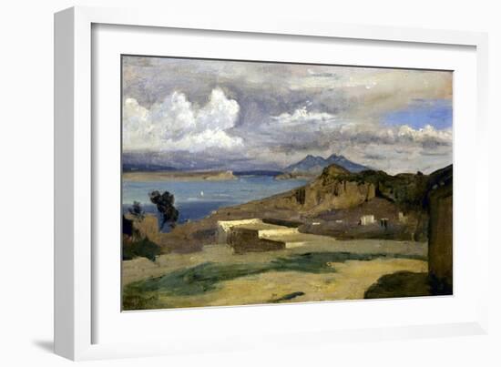 Ischia. Vue prise des pentes du mont Epomeo, au fond: Capri et le Vésuve-Jean-Baptiste-Camille Corot-Framed Giclee Print