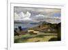 Ischia. Vue prise des pentes du mont Epomeo, au fond: Capri et le Vésuve-Jean-Baptiste-Camille Corot-Framed Giclee Print