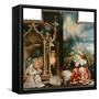 Isenheimer Altar. Inner Center Panel: Angel Concert and Nativitiy-Matthias Grünewald-Framed Stretched Canvas
