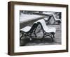 Isere Grenoble, Place Victor Hugo, Snow on Benches-Walter Bibikow-Framed Photographic Print