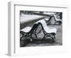 Isere Grenoble, Place Victor Hugo, Snow on Benches-Walter Bibikow-Framed Photographic Print