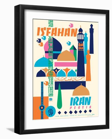 Isfahan, Iran - Persia - Vintage Travel Poster, 1967-Houshang Kazemi-Framed Art Print