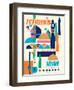 Isfahan, Iran - Persia - Vintage Travel Poster, 1967-Houshang Kazemi-Framed Art Print