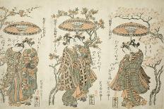 Sharing an Umbrella - A Set of Three , c.1755-Ishikawa Toyonobu-Mounted Giclee Print