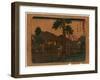 Ishiyakushi, Print Shows Travelers on Village Street with Many Buildings 1797-1858, Artist-null-Framed Giclee Print