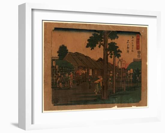 Ishiyakushi, Print Shows Travelers on Village Street with Many Buildings 1797-1858, Artist-null-Framed Giclee Print