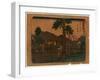 Ishiyakushi, Print Shows Travelers on Village Street with Many Buildings 1797-1858, Artist-null-Framed Giclee Print