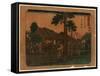 Ishiyakushi, Print Shows Travelers on Village Street with Many Buildings 1797-1858, Artist-null-Framed Stretched Canvas