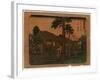 Ishiyakushi, Print Shows Travelers on Village Street with Many Buildings 1797-1858, Artist-null-Framed Giclee Print