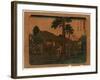 Ishiyakushi, Print Shows Travelers on Village Street with Many Buildings 1797-1858, Artist-null-Framed Giclee Print