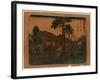 Ishiyakushi, Print Shows Travelers on Village Street with Many Buildings 1797-1858, Artist-null-Framed Giclee Print