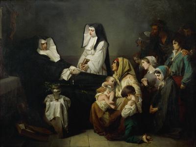 The sick and the poor come to pray, as sister Saint-Prosper lies in state on August 39, 1846