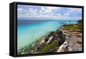 Isla Mujeres Shoreline at Punta Sur Mexico-George Oze-Framed Stretched Canvas