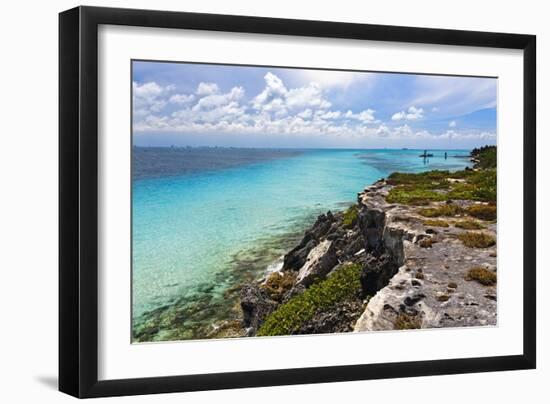 Isla Mujeres Shoreline at Punta Sur Mexico-George Oze-Framed Photographic Print