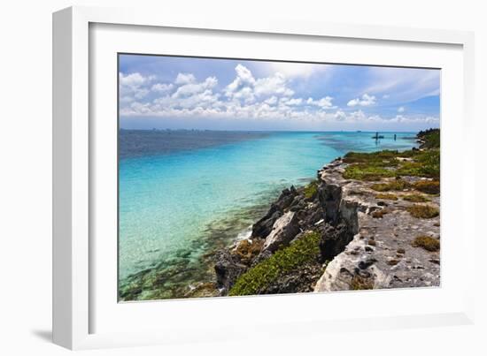 Isla Mujeres Shoreline at Punta Sur Mexico-George Oze-Framed Photographic Print