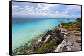 Isla Mujeres Shoreline at Punta Sur Mexico-George Oze-Framed Stretched Canvas