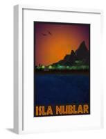 Isla Nublar Retro Travel Poster-null-Framed Poster