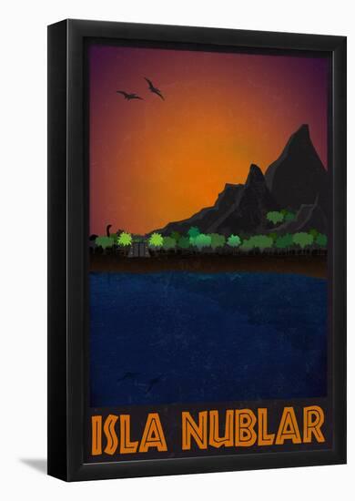 Isla Nublar Retro Travel Poster-null-Framed Poster